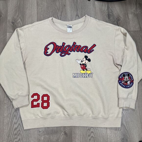 Freeze New York Disney Mickey Mouse Sweatshirt Embroidered Tan Size XL - Picture 2 of 6